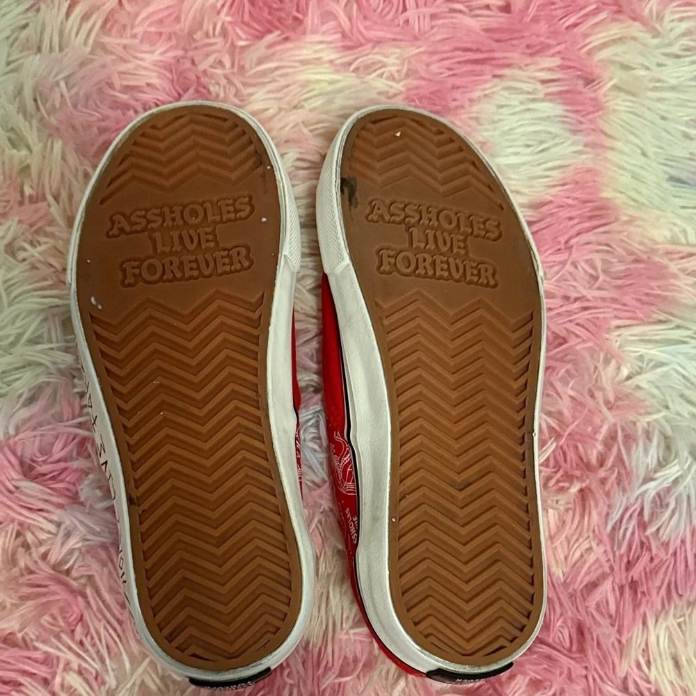 Stylish Red Kids Sneakers with Fun Print